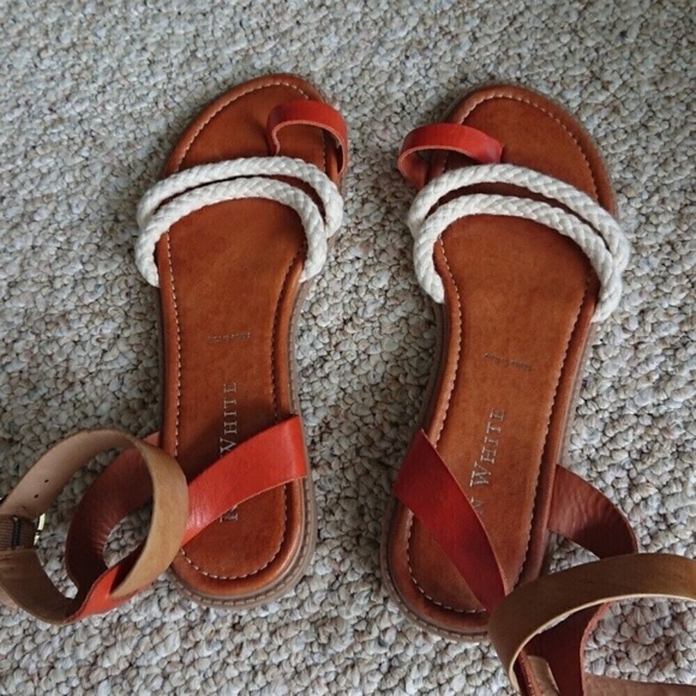 Ron White Saralie Braided Toe Strap Sandal In Orange & Brown size 9.5